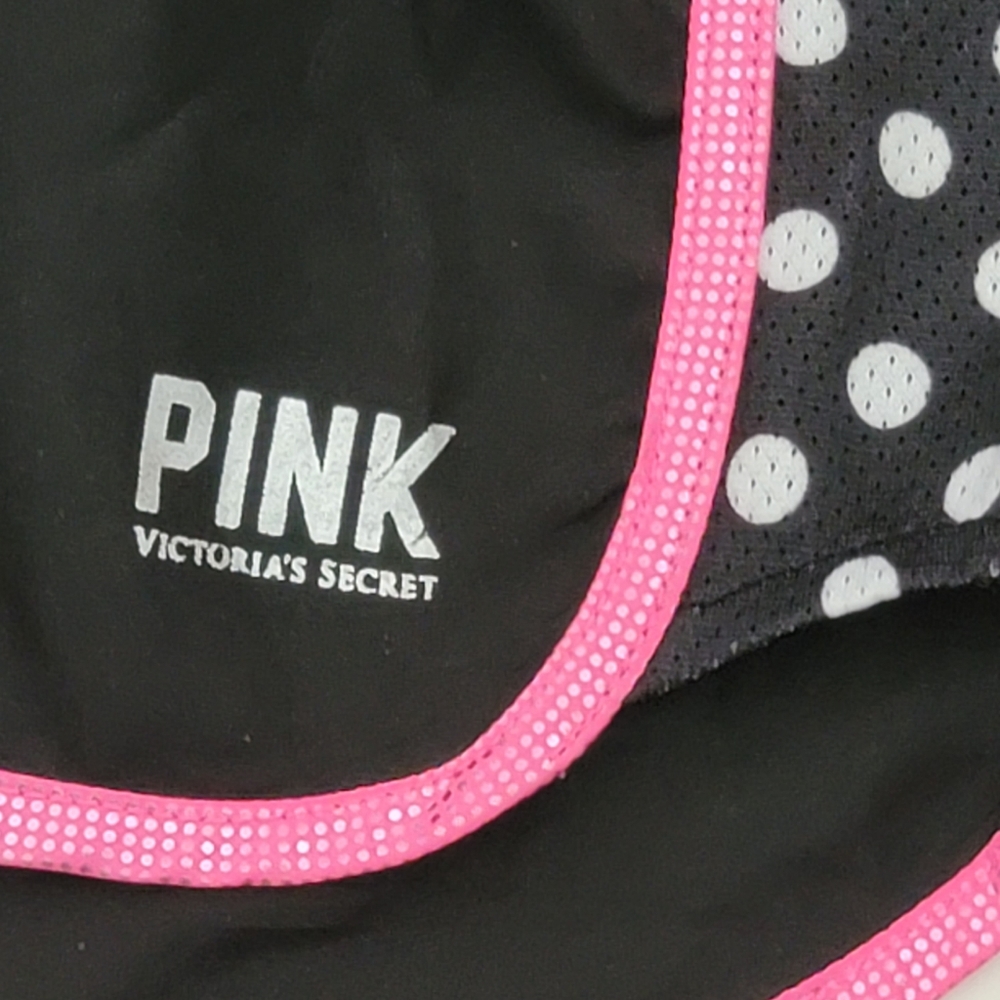 PINK Victoria's Secret Black & Hot Pink Polka Dot Women's Athletic Shorts - Picture 7 of 10